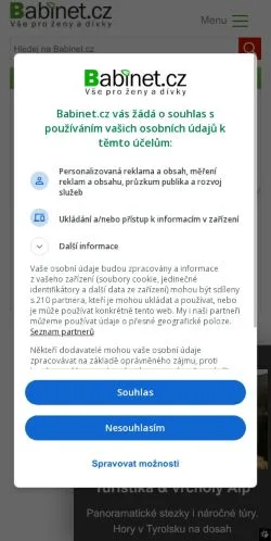 Anteprima del sito Babinet.cz, media di Cechia per articoli sponsorizzati