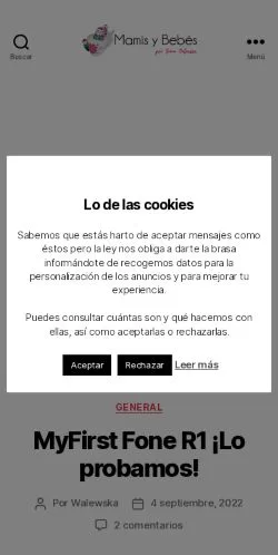 スポンサード記事向けのスペインメディア、Mamis y bebésのサイトプレビュー