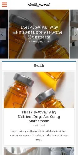 Podgląd witryny Health Journal, medium z kraju Stany Zjednoczone do artykułów sponsorowanych