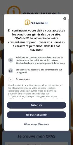 Anteprima del sito cpas-info, media di Belgio per articoli sponsorizzati