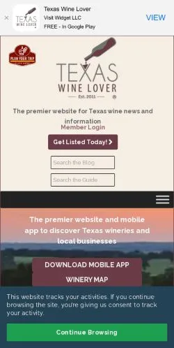Voorbeeld van de site TX Wine Lover, medium uit Verenigde Staten voor gesponsorde artikelen