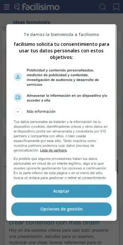 Anteprima del sito Facilisimo Tecnología, media di Spagna per articoli sponsorizzati