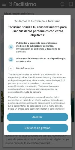 Anteprima del sito Facilisimo Entretenimiento, media di Spagna per articoli sponsorizzati