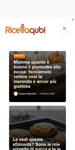 Anteprima del sito Ricetta QuBì, media di Italia per articoli sponsorizzati