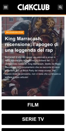 Anteprima del sito Ciakclub, media di Italia per articoli sponsorizzati