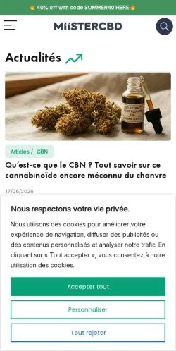 Sponsorlu makaleler için Fransa medyası Miister CBD sitesinin önizlemesi