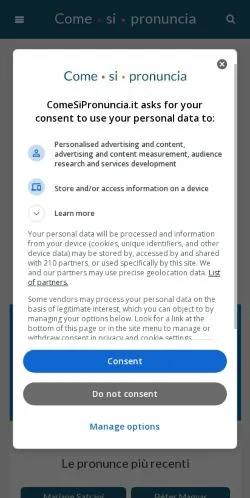 Anteprima del sito Come Si Pronuncia, media di Italia per articoli sponsorizzati