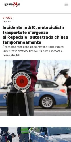 Voorbeeld van de site Liguria24, medium uit Italië voor gesponsorde artikelen