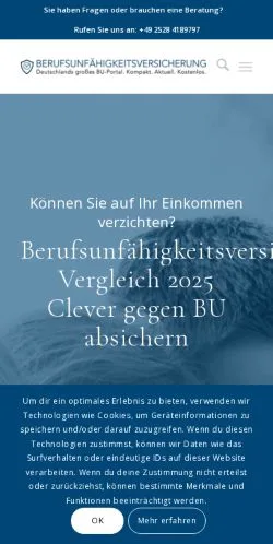 Pré-visualização do site Berufsunfähigkeitsversicherung, meio de Alemanha para artigos patrocinados