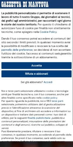 Anteprima del sito Gazzetta Di Mantova, media di Italia per articoli sponsorizzati
