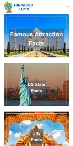 Pré-visualização do site Fun World Facts, meio de Estados Unidos para artigos patrocinados