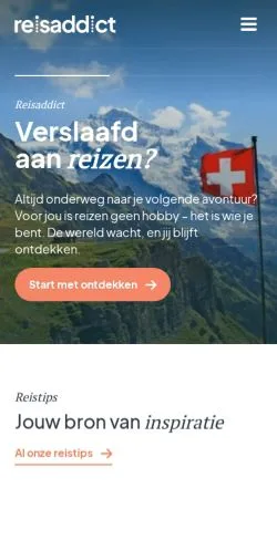 Anteprima del sito Reisaddict, media di Paesi Bassi per articoli sponsorizzati