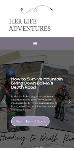 スポンサード記事向けのアメリカ合衆国メディア、Her Life Adventuresのサイトプレビュー