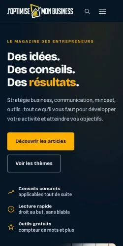 Pré-visualização do site J'optimise Mon Business, meio de França para artigos patrocinados