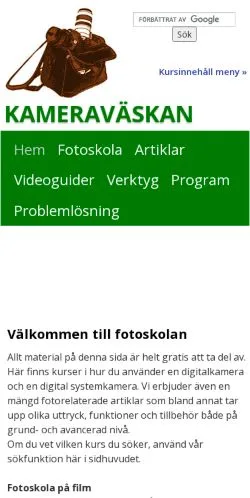 Podgląd witryny Kameraväskan, medium z kraju Szwecja do artykułów sponsorowanych