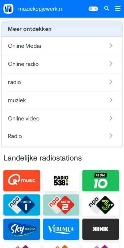 스폰서 기사용 네덜란드 매체 Muziek Op Je Werk 사이트 미리보기