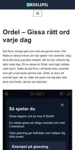 Anteprima del sito Ordel, media di Svezia per articoli sponsorizzati
