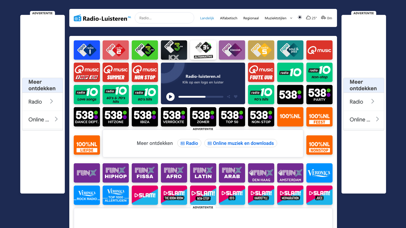 Anteprima del sito Radio Luisteren, media di Paesi Bassi per articoli sponsorizzati