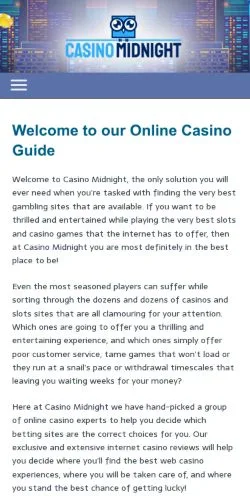 Podgląd witryny Casino Midnight, medium z kraju Stany Zjednoczone do artykułów sponsorowanych