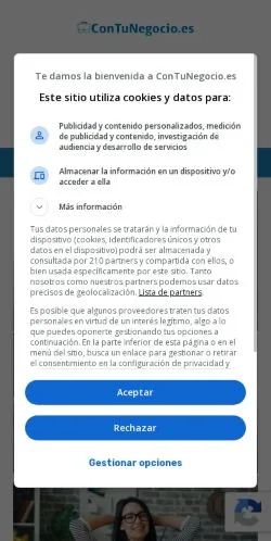 Anteprima del sito ConTuNegocio, media di Spagna per articoli sponsorizzati