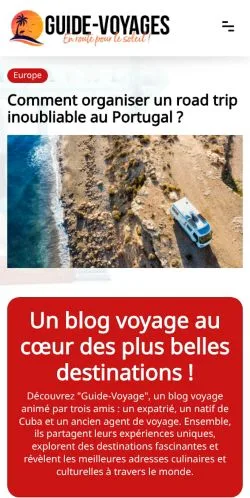 Aperçu du site Guide Voyages, média de France pour articles sponsorisés
