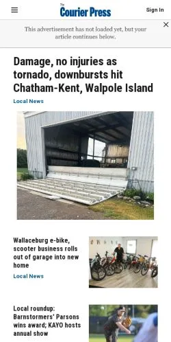Anteprima del sito Wallaceburg Courier Press, media di Canada per articoli sponsorizzati