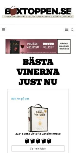 Podgląd witryny Boxtoppen, medium z kraju Szwecja do artykułów sponsorowanych
