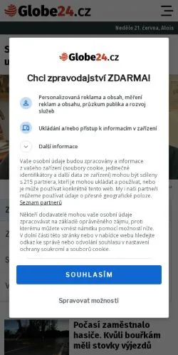 Podgląd witryny Globe24, medium z kraju Czechy do artykułów sponsorowanych