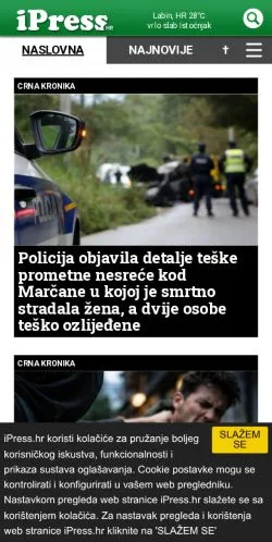 Voorbeeld van de site iPress, medium uit Kroatië voor gesponsorde artikelen