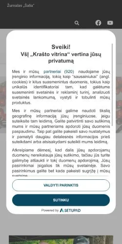 Preview of the Kvitrina Prienų Birštono website, a media outlet in Lithuania for sponsored articles