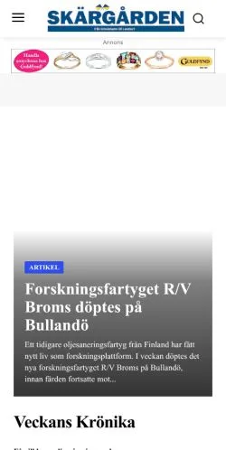 Anteprima del sito Skärgården, media di Svezia per articoli sponsorizzati