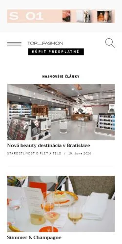 Anteprima del sito Top Fashion, media di Slovacchia per articoli sponsorizzati