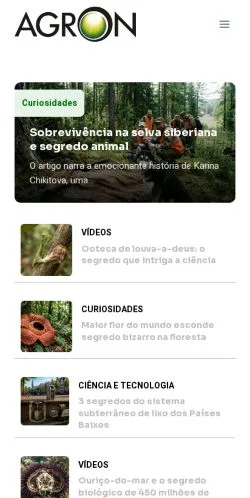 Preview of the Agron Agronegócios website, a media outlet in Brazil for sponsored articles
