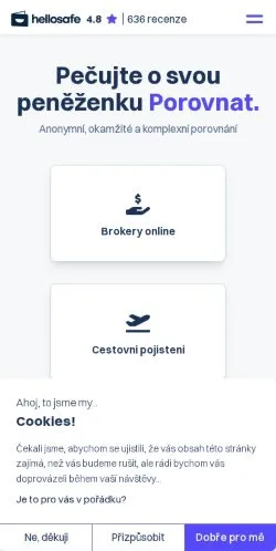Forhåndsvisning av nettstedet HelloSafe, medium fra Tsjekkia for sponsede artikler