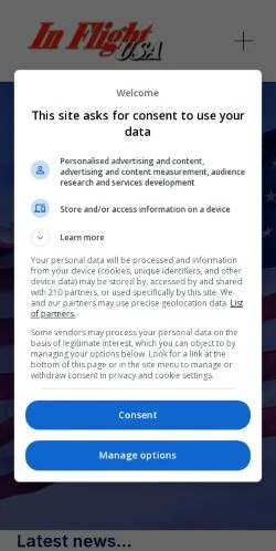 Anteprima del sito In Flight USA, media di Stati Uniti per articoli sponsorizzati