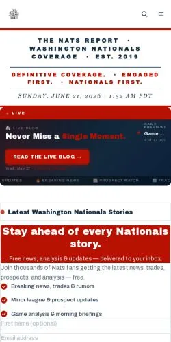 Preview of the The Nats Report website, a media outlet in United States for sponsored articles
