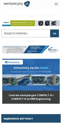Anteprima del sito Portal Wentylacyjny, media di Polonia per articoli sponsorizzati