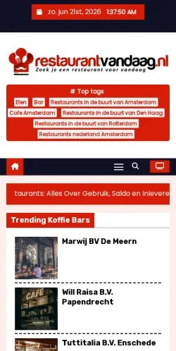 Anteprima del sito RestaurantVandaag, media di Paesi Bassi per articoli sponsorizzati