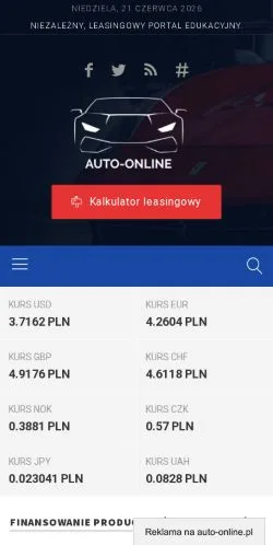 Anteprima del sito Auto-Online, media di Polonia per articoli sponsorizzati