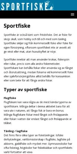 Podgląd witryny Allt om sportfiske på Sportfiske.nu, medium z kraju Szwecja do artykułów sponsorowanych
