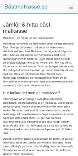 Anteprima del sito Bästmatkasse, media di Svezia per articoli sponsorizzati