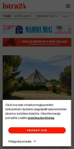 Anteprima del sito Istra24, media di Croazia per articoli sponsorizzati
