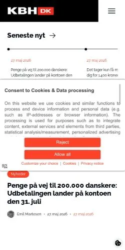 Preview of the KbhDK website, a media outlet in Denmark for sponsored articles