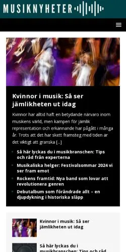 Podgląd witryny Allt om musik på Musiknyheter, medium z kraju Szwecja do artykułów sponsorowanych