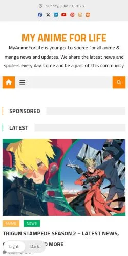 Anteprima del sito My Anime For Life, media di Stati Uniti per articoli sponsorizzati