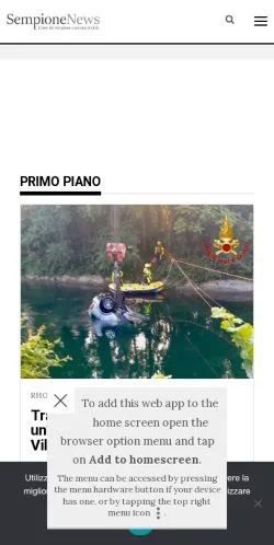 Anteprima del sito Sempione News, media di Italia per articoli sponsorizzati