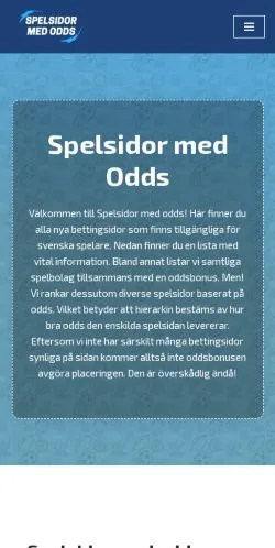 Anteprima del sito Spelsidor Med Odds, media di Svezia per articoli sponsorizzati