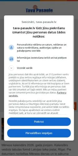 Podgląd witryny Tava Pasaule, medium z kraju Łotwa do artykułów sponsorowanych