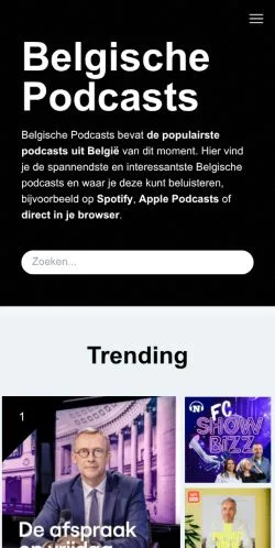Anteprima del sito Belgische Podcasts, media di Belgio per articoli sponsorizzati