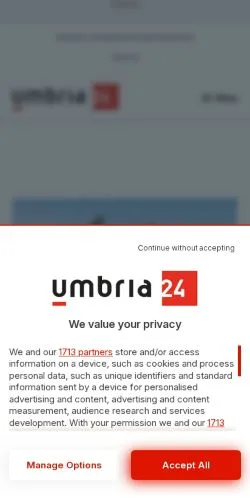 스폰서 기사용 이탈리아 매체 - Umbria 24 사이트 미리보기